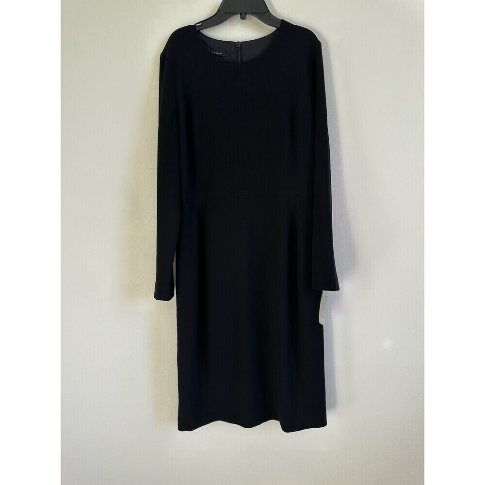 Judith & Charles Long Sleeve Back Zip Midi Dress In Black Size 12 $780